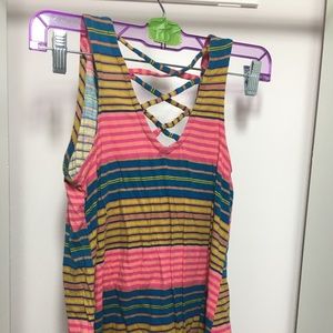 Multi colored tank with cris cross back size XS